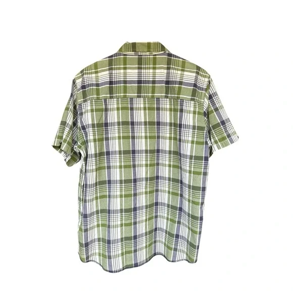 Horny‎ Toad Green and Grey Plaid Short Sleeve Button Down -L - Picture 3 of 11